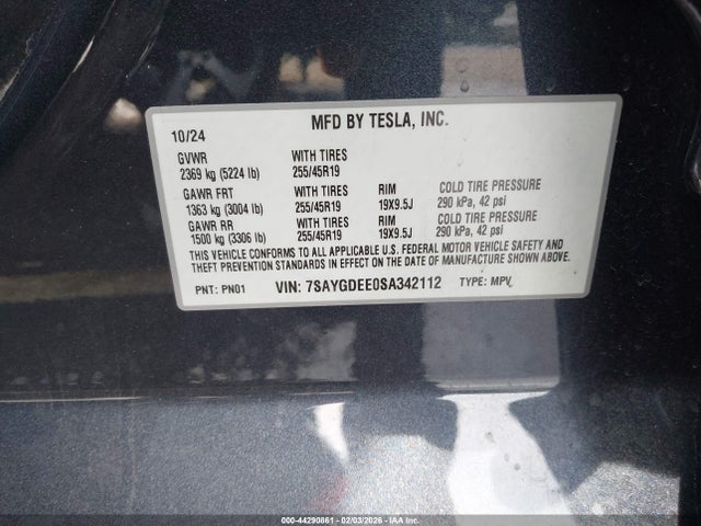 7SAYGDEE0SA342112 Tesla Model Y Long Range Dual Motor All-wheel Drive