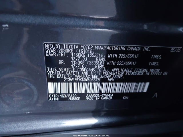 2T3W1RFV3SW396678 Toyota Rav4 Xle