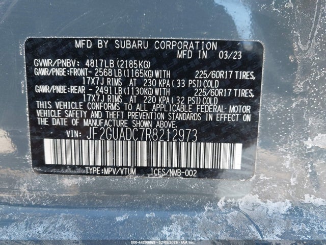 44290869 :رقم المزاد ، JF2GUADC7R8212973 vin ، 2024 Subaru Crosstrek Premium مزاد بيع