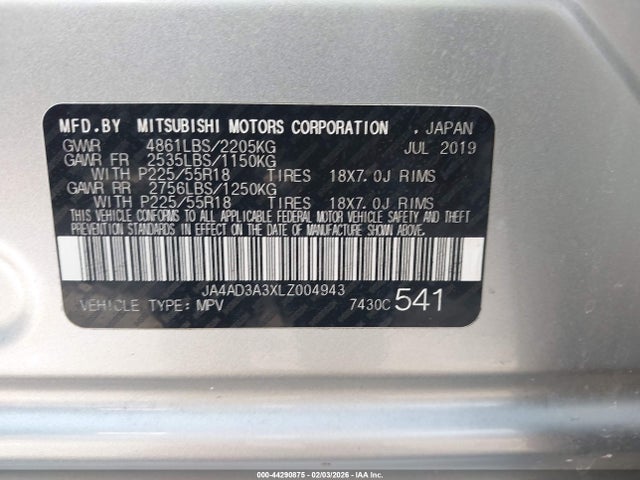 2020 MITSUBISHI OUTLANDER JA4AD3A3XLZ004943 Photo 8