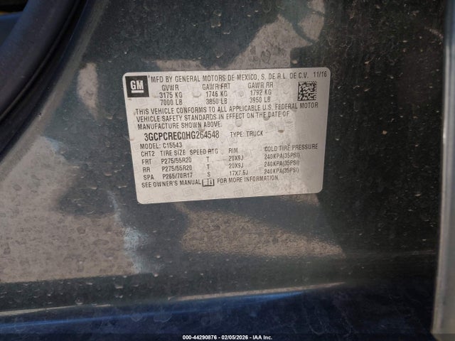 3GCPCREC0HG264548 Chevrolet Silverado 1500 1lt