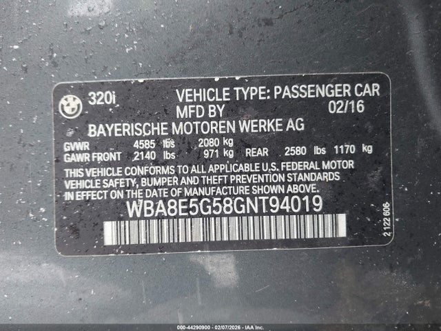 WBA8E5G58GNT94019 BMW 320i Xdrive