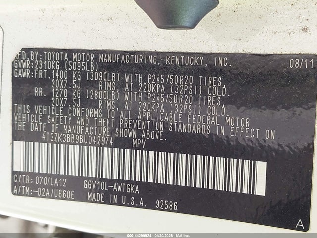 2011 TOYOTA VENZA 4T3ZK3BB9BU042974 Photo 8