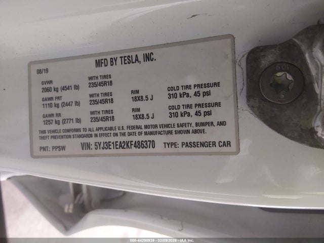 2019 TESLA MODEL 3 5YJ3E1EA2KF486370 Photo 8