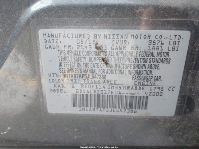 Nissan SENTRA SV 2018 3N1AB7AP5JL647388 Image 9