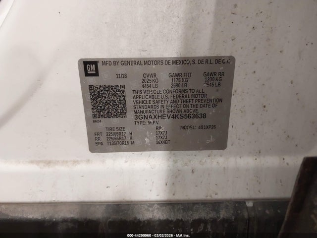 3GNAXHEV4KS563638 Chevrolet EQUINOX LS