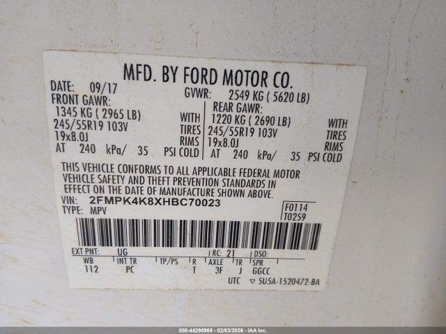 Ford Edge Titanium 2017 2FMPK4K8XHBC70023 Image 9