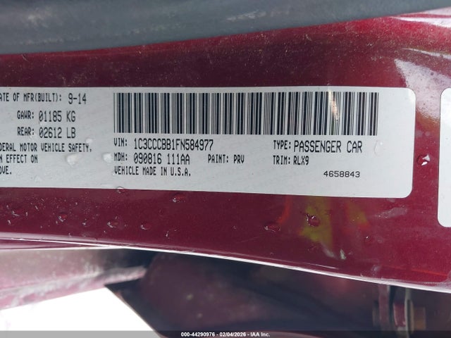 44290976 :رقم المزاد ، 1C3CCCBB1FN584977 vin ، 2015 Chrysler 200 S مزاد بيع