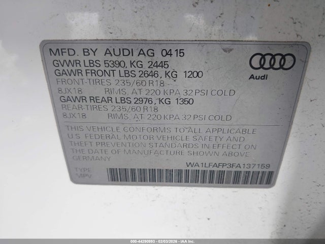 2015 AUDI Q5 WA1LFAFP3FA137159 Photo 8
