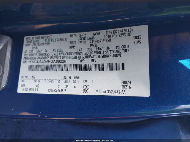 1FMCU9JD4HUA86226 Ford Escape Titanium