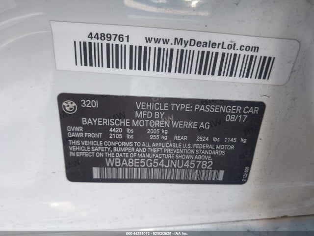 WBA8E5G54JNU45782 BMW 320i Xdrive
