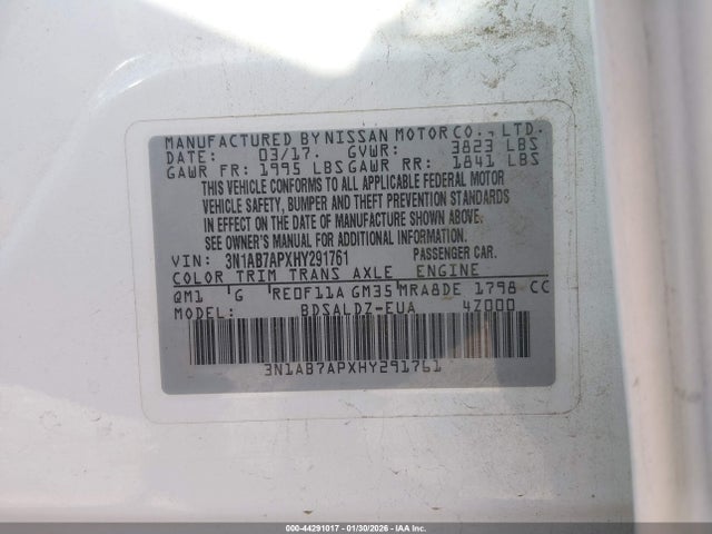 3N1AB7APXHY291761 Nissan SENTRA SV