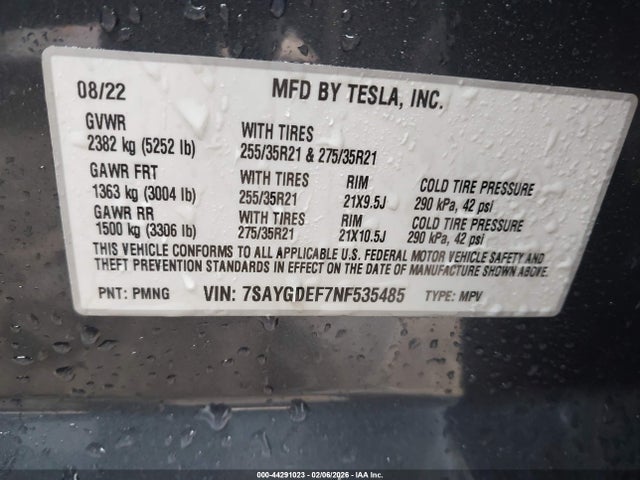 2022 TESLA MODEL Y 7SAYGDEF7NF535485 Photo 8