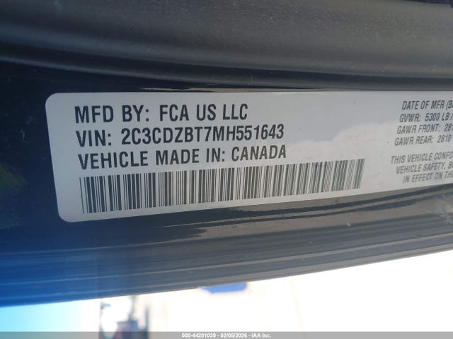 2021 DODGE CHALLENGER 2C3CDZBT7MH551643 Photo 8