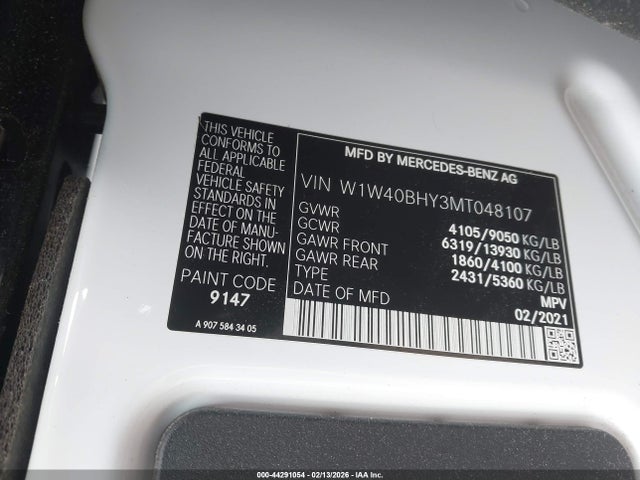 W1W40BHY3MT048107 Mercedes-Benz Sprinter 2500 Standard Roof I4