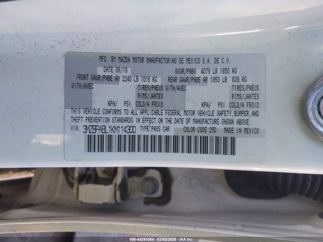 2019 MAZDA MAZDA3 3MZBPABL1KM114300 Photo 8