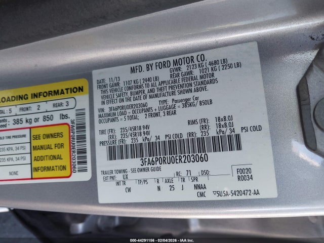 3FA6P0RU0ER203060 Ford Fusion Hybrid Titanium