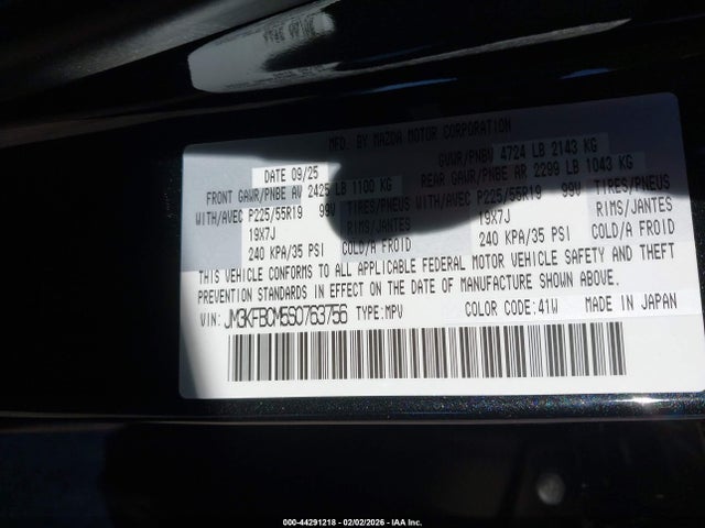 Aukcja sprzedaży 2025 Mazda Cx-5 2.5 S Carbon Edition, vin: JM3KFBCM5S0763756, numer aukcji: 44291218