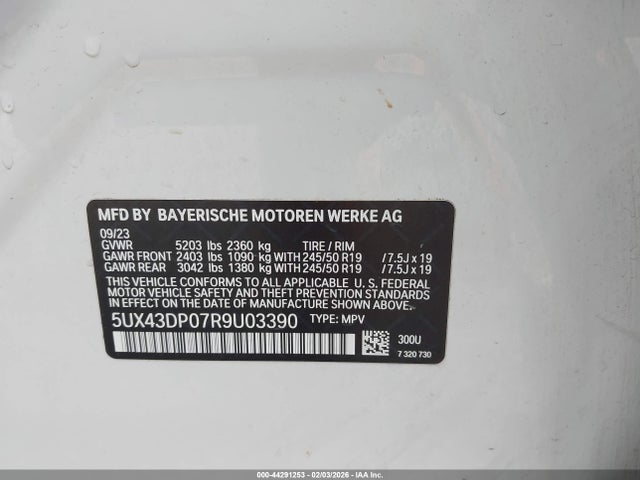 Продаж на аукціоні авто 2024 Bmw X3 Sdrive30i, vin: 5UX43DP07R9U03390, номер лоту: 44291253