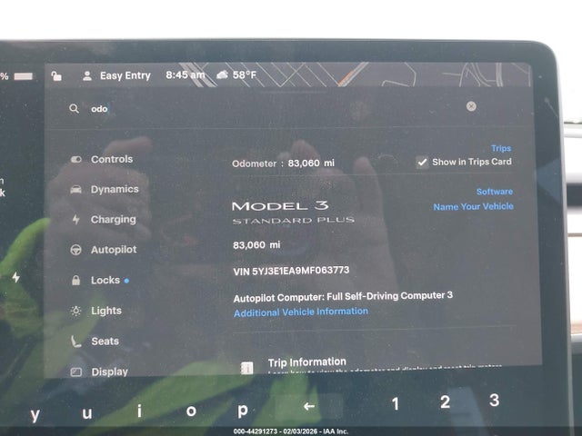 44291273 :رقم المزاد ، 5YJ3E1EA9MF063773 vin ، 2021 Tesla Model 3 Standard Range Plus Rear-wheel Drive مزاد بيع