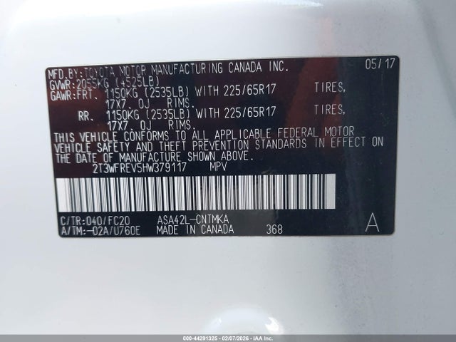 Toyota Rav4 Xle 2017 2T3WFREV5HW379117 Image 9