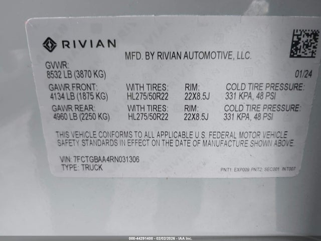 2024 RIVIAN R1T 7FCTGBAA4RN031306 Photo 8