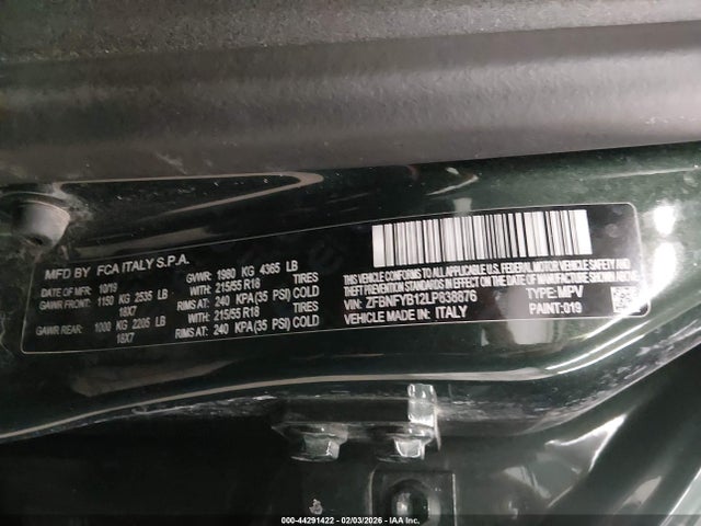 2020 FIAT 500X ZFBNFYB12LP838876 Photo 8
