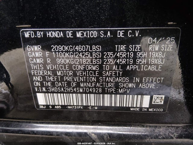 Aukcja sprzedaży 2025 Acura Adx A-spec, vin: 3HDSA2H54SM704928, numer aukcji: 44291467