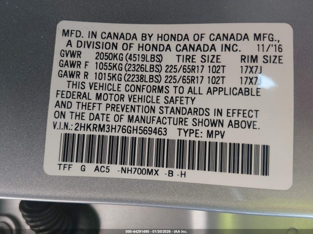 Honda Cr-v Ex-l 2016 2HKRM3H76GH569463 Image 9