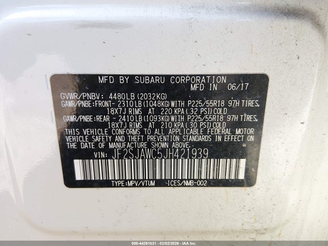 Aukcja sprzedaży 2018 Subaru Forester 2.5i Touring, vin: JF2SJAWC5JH421939, numer aukcji: 44291531