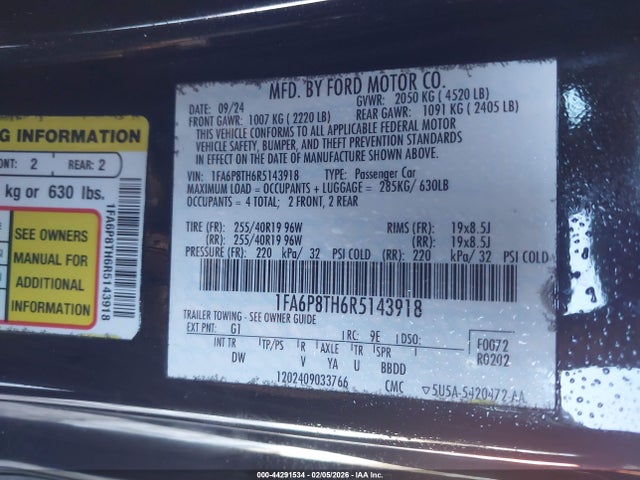 2024 FORD MUSTANG 1FA6P8TH6R5143918 Photo 8