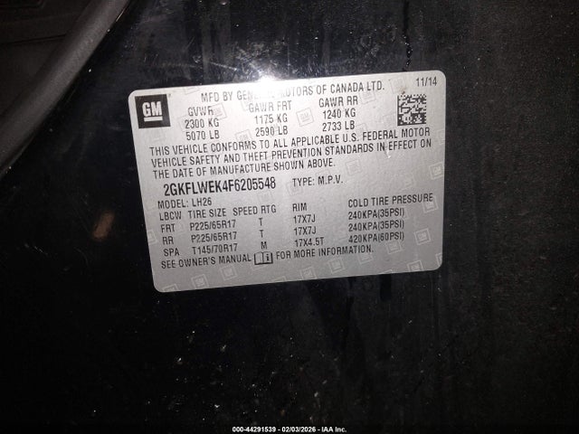 Aukcja sprzedaży 2015 Gmc Terrain Sle-2, vin: 2GKFLWEK4F6205548, numer aukcji: 44291539