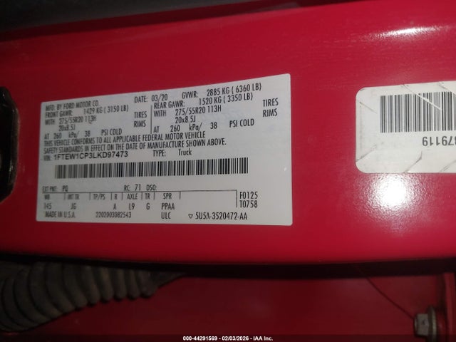 Ford F-150 Xl 2020 1FTEW1CP3LKD97473 Image 9