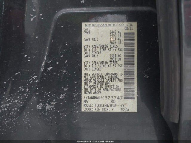 2011 NISSAN XTERRA 5N1AN0NW4BC523747 Photo 8