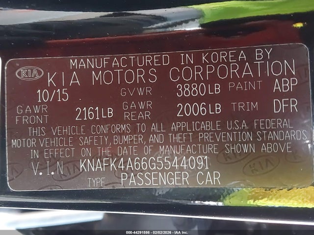 KNAFK4A66G5544091 KIA FORTE LX