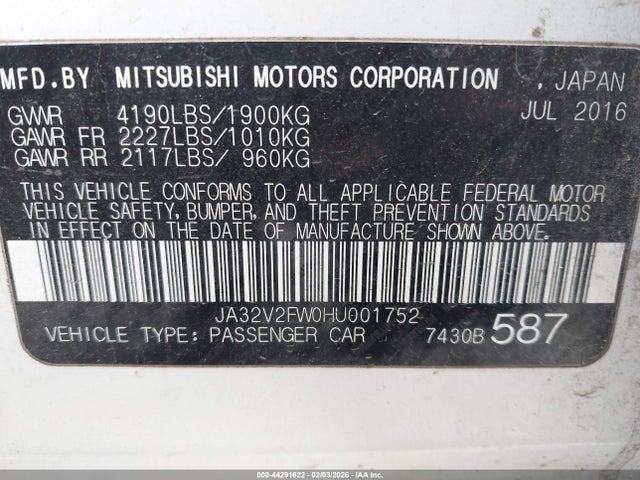 2017 MITSUBISHI LANCER JA32V2FW0HU001752 Photo 8