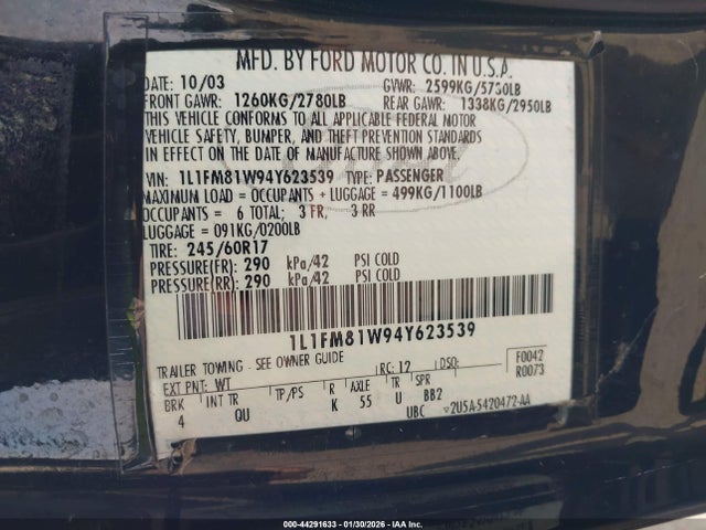 2004 LINCOLN TOWN CAR 1L1FM81W94Y623539 Photo 8
