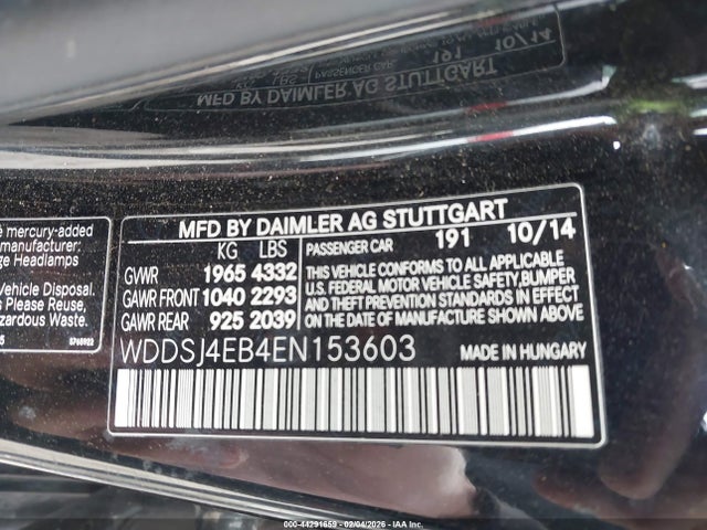 2014 Mercedes-benz Cla 250 მანქანა იყიდება აუქციონზე, vin: WDDSJ4EB4EN153603, აუქციონის ნომერი: 44291659