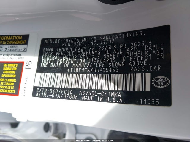 Aukcja sprzedaży 2017 Toyota Camry Le, vin: 4T1BF1FKXHU435453, numer aukcji: 44291668