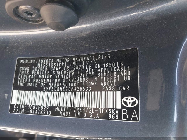 Toyota Corolla S Plus 2016 5YFBURHE2GP426533 Image 9
