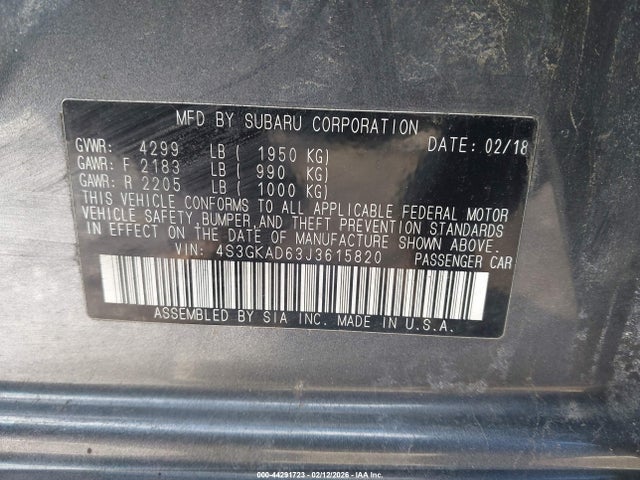 2018 SUBARU IMPREZA 4S3GKAD63J3615820 Photo 8