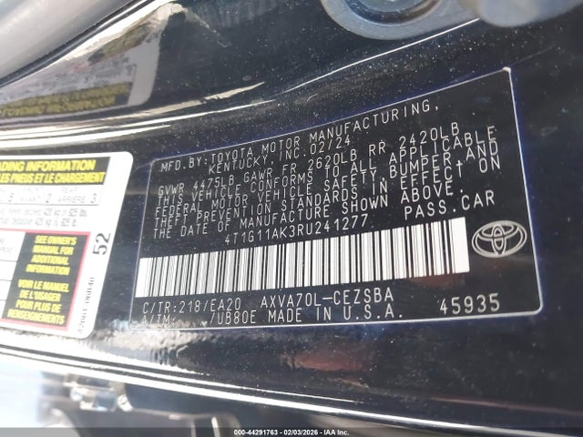 4T1G11AK3RU241277 Toyota CAMRY SE