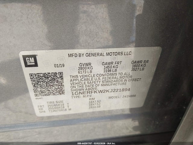 1GNERFKW2KJ221894 Chevrolet Traverse Ls