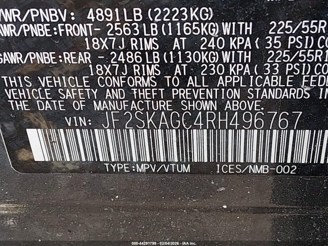 2024 SUBARU FORESTER JF2SKAGC4RH496767 Photo 8