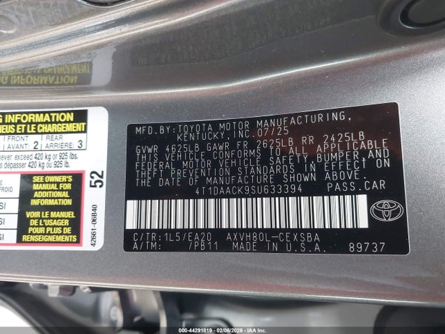 Toyota CAMRY SE 2025 4T1DAACK9SU633394 Image 9