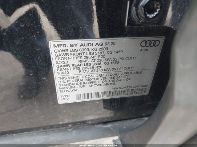 WA1LJAF7XLD007520 Audi Q7 Premium Plus 45 Tfsi Quattro Tiptronic