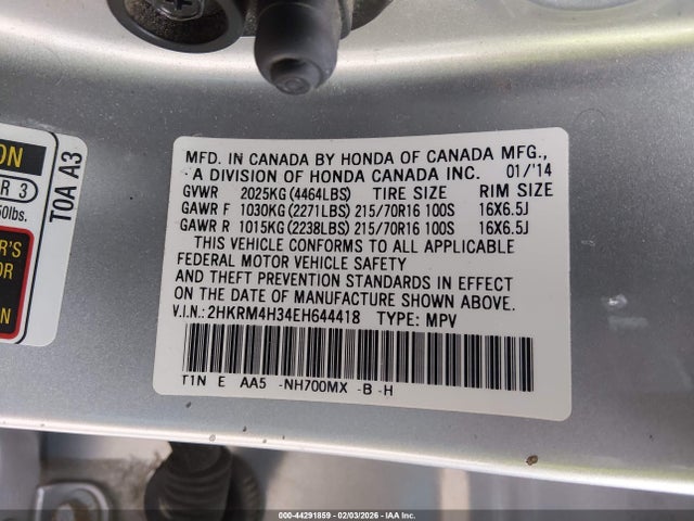 2014 HONDA CR-V 2HKRM4H34EH644418 Photo 8