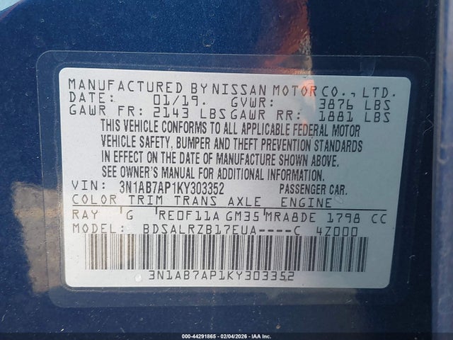 Nissan SENTRA SR 2019 3N1AB7AP1KY303352 Image 9
