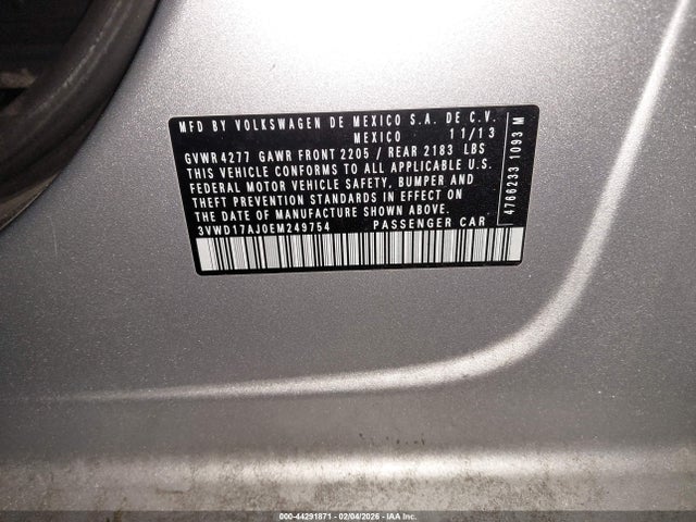 Продаж на аукціоні авто 2014 Volkswagen Jetta 1.8t Se, vin: 3VWD17AJ0EM249754, номер лоту: 44291871