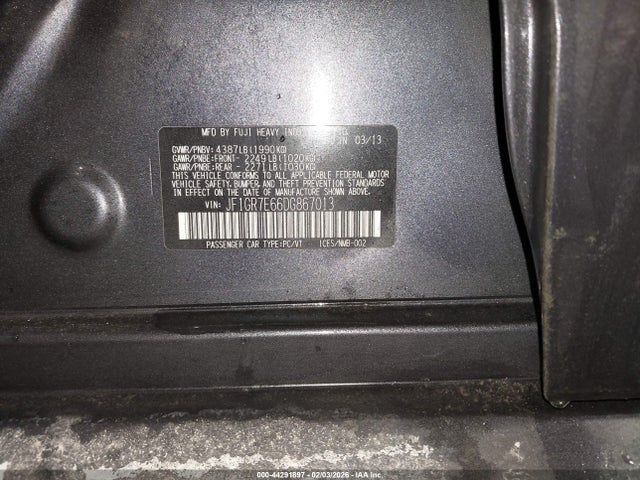 Продажа на аукционе авто 2013 Subaru Impreza Wrx, vin: JF1GR7E66DG867013, номер лота: 44291897